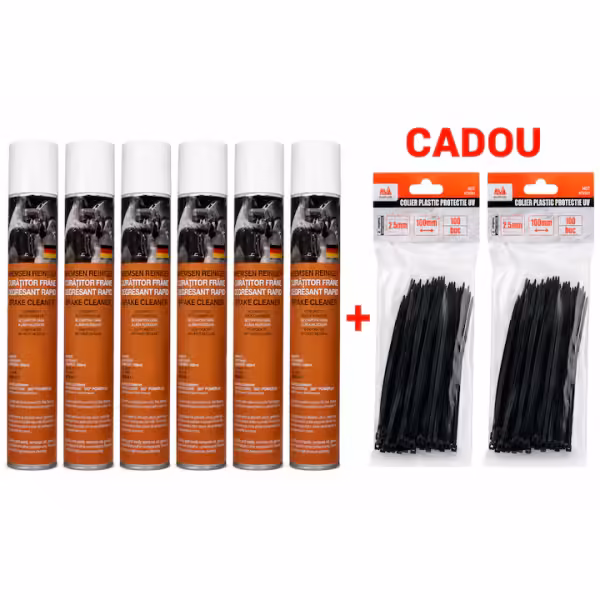 Pachet 6 x Spray curatat frane KimTec XXL 850ml + CADOU 2 x Set coliere plastic EvoTools 100 x 2.5 mm, 100 buc/set