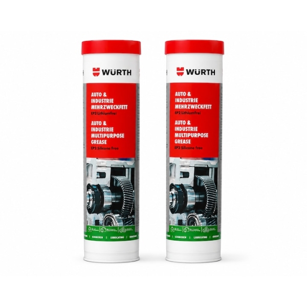 Pachet 2 x Vaselina auto si industrie Würth EP2 fara litiu, 400 g