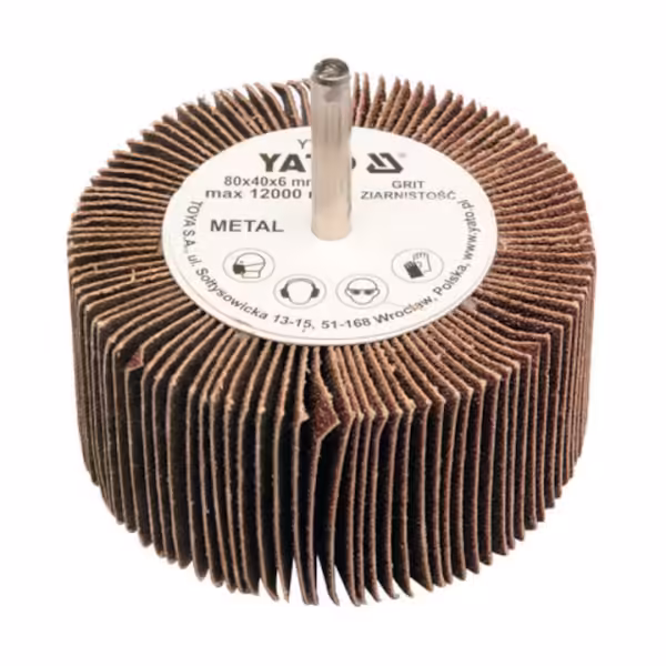 Perie abrazivă circulară Yato, O80x40mm, P100, pentru metal, cu tijă de 6mm