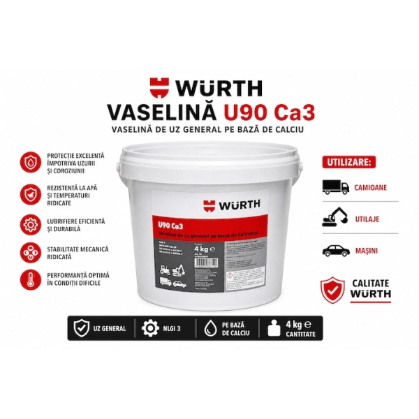 Vaselina Wurth U90 Ca3, 4 kg – pe baza de calciu, uz general